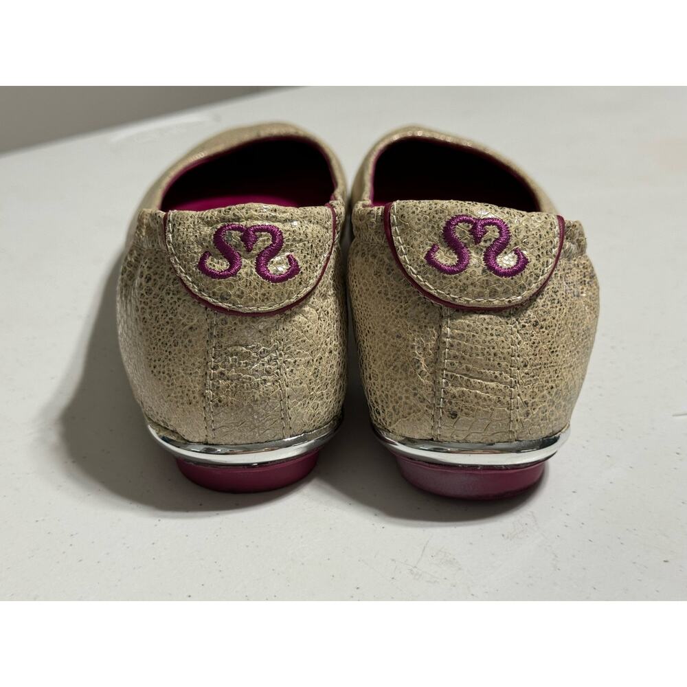 Soto Massini Milano Shimmering Vanilla Pebbled Ballet Flats Size 7 - Picture 4 of 13